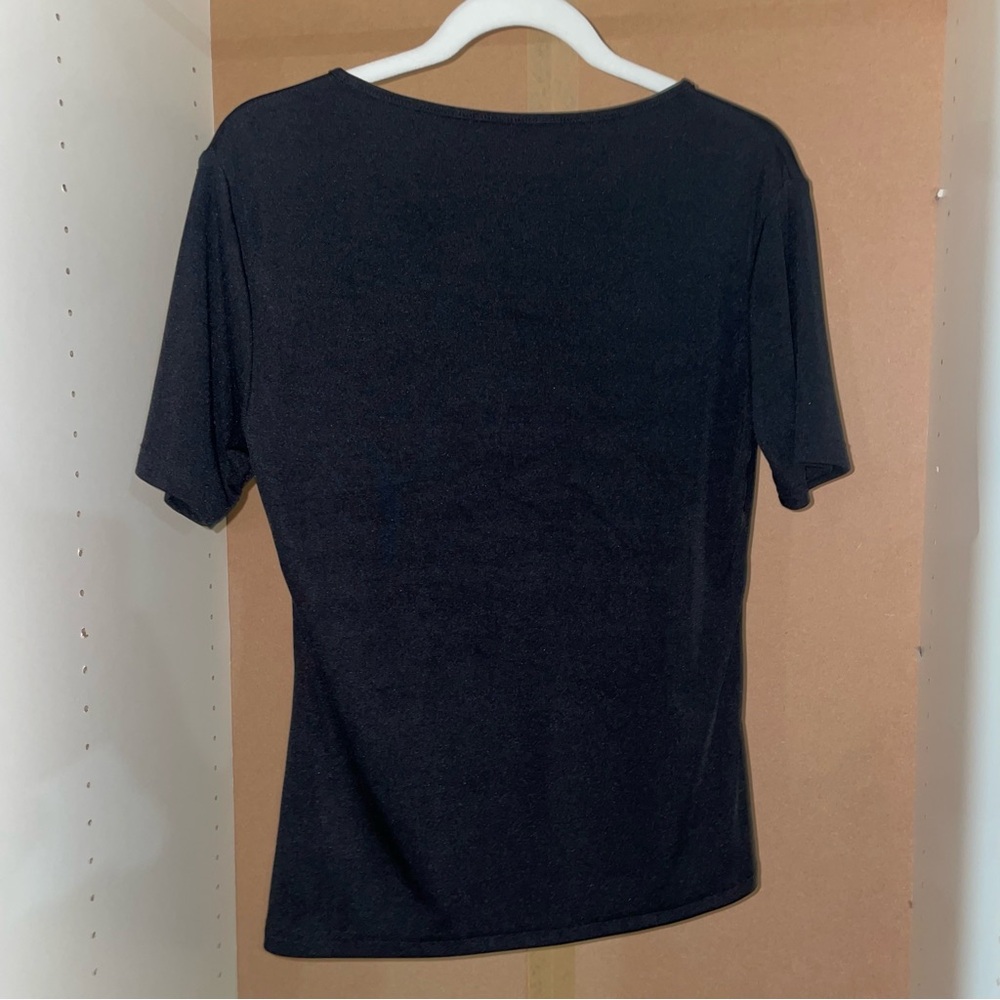 Black Notch Neck Relaxed Fit T-Shirt - Picture 3 of 4